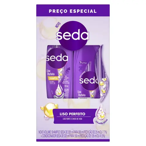 KIT SEDA SHAMPOO E CONDICIONADOR 325ML LISO PERFEITO