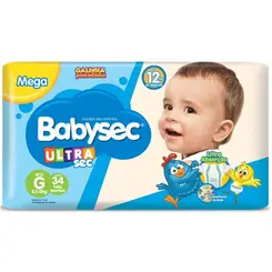 FRALDA BABYSEC GALINHA PINTADINHA TAMANHO G 34 UNI FRALDA BABY SEC   MEGA TM G COM 32 UND